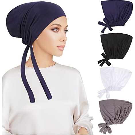 Pezzi di hijab da donna, sottocappelli, sciarpe, cappelli e turbanti islamici musulmani con chiusura a laccetto. (1/5)