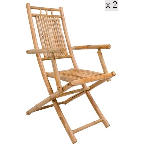Nordlys - Lot de 2 Chaises Pliables en Bambou Massif (1/5)