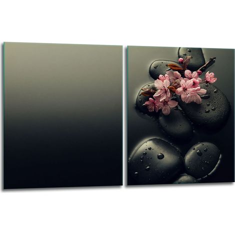 2x Glasschutzplatte für Herd 40x52 Steine (1/5)