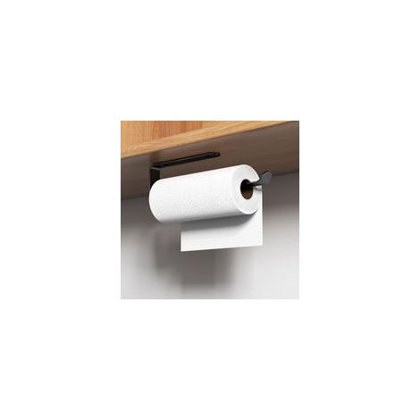 Soporte de pared para toallas de papel para cocina/comedor, soporte de aluminio autoadhesivo, no requiere perforación, apto para baño (negro)
