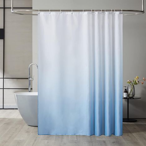 c Rideau de Douche Original Anti Moisissure en Tissu Lavable en Machine Grand Store de Baignoire Imperméable en Polyester pour Salle de Bain avec 12 Crochets 200x200cm Bleu Clair Dégradé (1/5)