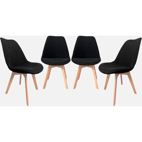 Set 4 sedie scandinave in legno di faggio e velluto a coste (1/5)