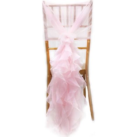 Nœuds de chaise en tulle 135x100cm, élégants et romantiques, pour une décoration de mariage rose. (1/5)