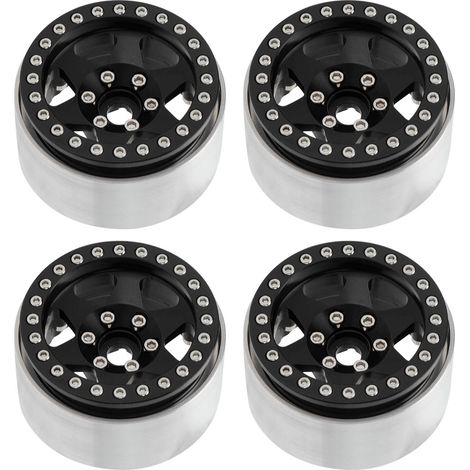 Stück 1,9-Zoll-Aluminiumfelgen-Zubehör Beadlock für Axial SCX10 90046, kompatibel mit REDCAT MST und 1/10 RC-Cars, Schwarz (1/5)