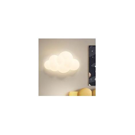 Dekorative Wandleuchte fürs Kinderzimmer, dimmbare 9-W-LED-Wandleuchte, milchweiße Acrylleuchte mit niedlichem Sternen- und Wolkenmotiv, Nachttischlampe für Jungen und Mädchen (1/5)