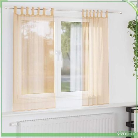 4102217 Rideaux en voile avec passe-tringles 2 pcs sable (1/5)