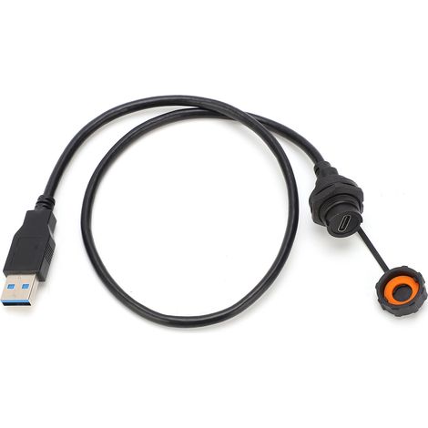 Connecteur USB étanche IP68 femelle Type-C vers mâle USB 3.0 avec câble et prise E10TPCBFF/U3AM (0,3 mètre) (1/5)