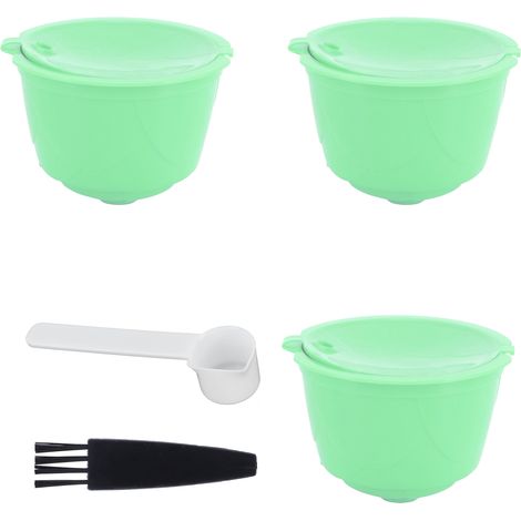 Ensemble de capsules de café, filtre à café en acier inoxydable pour machine à café DOLCE GUSTO (vert, 3 capsules, 1 cuillère, 1 goupillon) (1/5)