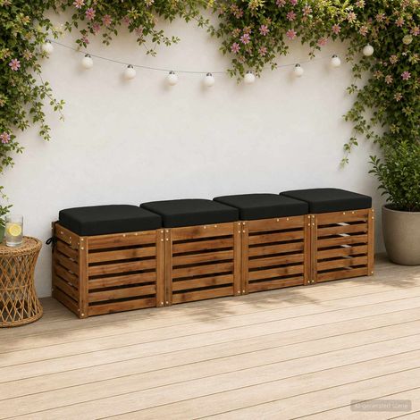 vidaXL Cuscini per sedile a 4 pezzi SOEST 4 pz 100% Poliestere Nero