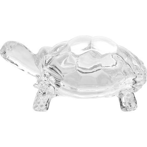 Statue de Tortue en Verre Figurine de Tortue en Cristal Transparent Petite Sculpture de Tortue Transparente Ornement pour la Paix la Prospérité la Santé la Maison Bureau 8.4x5.4cm (1/5)