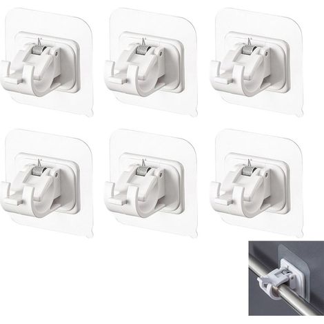 6 Pièces Support Tringle Rideaux Sans Percage,Support AméLioré Rideaux,Crochet Mural Auto-adhésifs,Tringle à Serviette