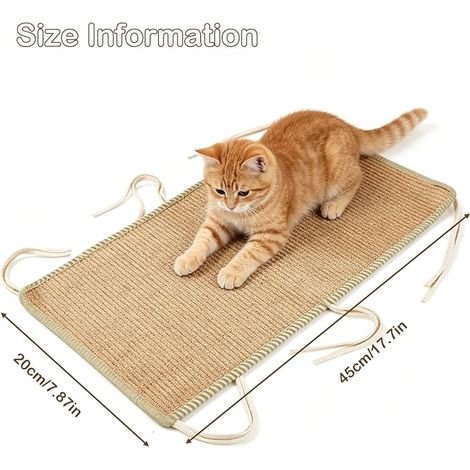 Tapis Griffoir Chat, Canapé Sisal, Mural Petite, 45 20 cm, Cage, Cordon, Grattoir Facile à Démonter (1/4)
