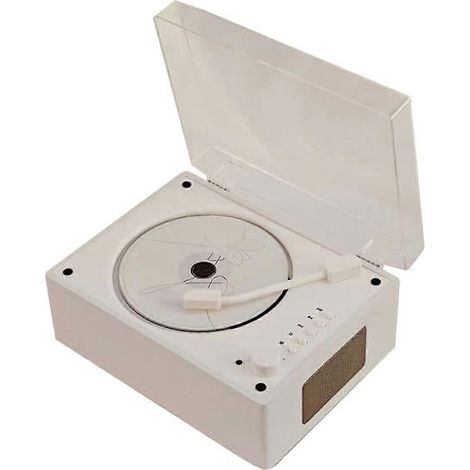 Lecteur CD rétro rechargeable avec lecteur CD, Bluetooth, USB, entrée auxiliaire 3,5 mm, portable, Bluetooth 5.0, imitation bois, blanc (1/5)