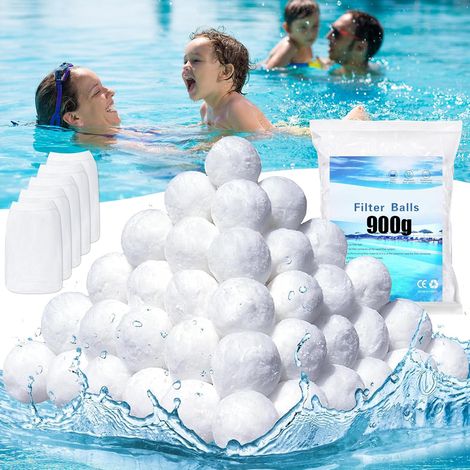 900g Balles Filtrantes Piscine Balle Filtrante Boule de Coton pour Filtre Boules Pompe Filtration Filter Balls Mousse Filterbälle Pool + 5PCS Filtre Skimmer Piscine Peut Remplacer 35kg Sable Filtrant (1/5)