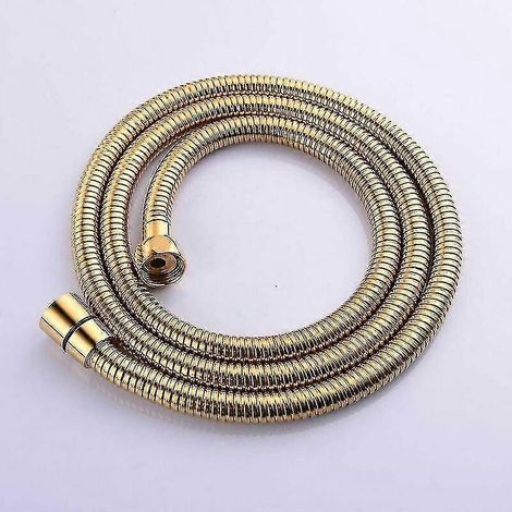 Flexible de douche anti-torsion de 2 m (78 pouces) en acier inoxydable doré avec raccord en laiton massif (1/5)