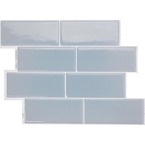 Sticker mural imitation carrelage céramique bleu, 29,4 x 21,4 cm, 1 feuille, sticker mural auto-adhésif en résine époxy PU cristalline. (1/5)