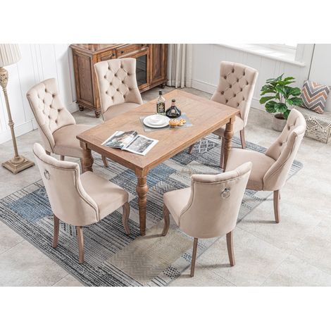 sedia sala da pranzo 97 cm velluto beige elegante OKMYHOME (1/5)