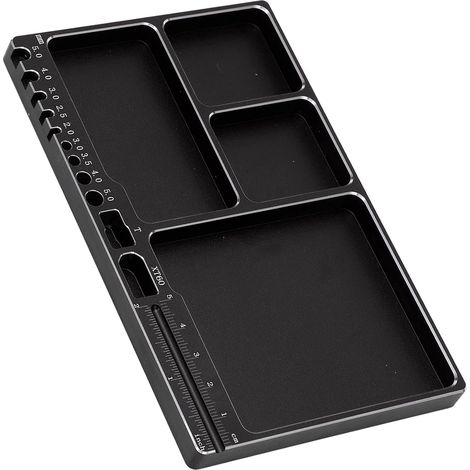 Plateau à Vis Magnétique en Alliage D'aluminium, Tampon Magnétique D'adsorption Magnétique de Taille Portable pour la Réparation RC (BLACK) (1/5)