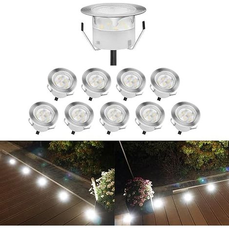 Spots LED Encastrable,Spots Escaliers Pont Lumière Jardin, Patio, Spots Luminaires LED Decoration Escalier DC 12V Etanche Blanc Froid (1/5)