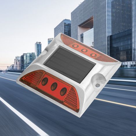 LED-Solar-Bodenmarkierungsleuchten, wasserdicht, für den Außenbereich, Einfahrt, Straße, Autobahn, rot (1/5)