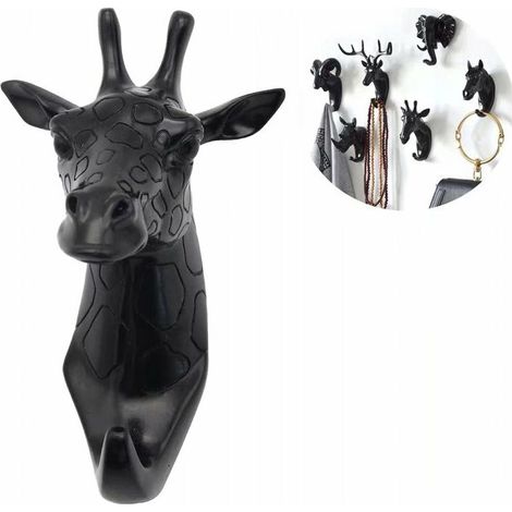 Porte-manteau et porte-manteau Porte-serviettes Crochet mural Porte-manteau Animal Clé Girafe noire( (1/5)