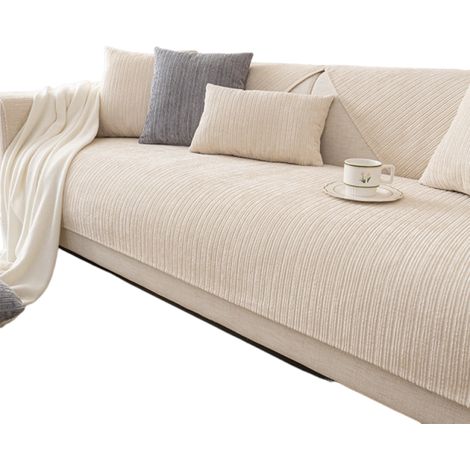 Housse de canapé imperméable en chenille beige, 90 x 210 cm, idéale pour la sécurité des animaux.