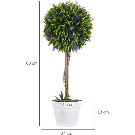 Lot de 2 lavandes artificielles en pot, hauteur 60 cm, avec mousse synthétique, idéales pour décoration intérieure et extérieure. (1/5)