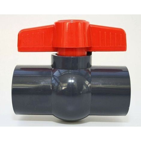 Valvola a sfera da 50 mm con 2 manicotti adesivi in PVC da 1 1/2", U 10 bar - (1/4)