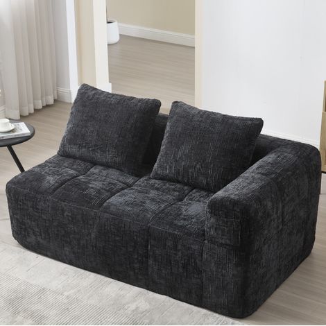 Sofá salón chaise amplio con bolsillos y cojín negro OKMYHOME (1/5)