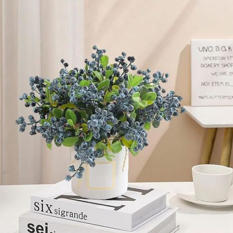 10 tiges de myrtilles artificielles, idéales pour les bouquets de mariée DIY et la décoration de fête de Noël (1/4)
