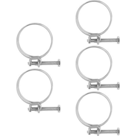 Beyamis Lot de 5 colliers de serrage à double fil métallique réglables en acier inoxydable pour tubes, usage industriel et domestique, 50-60 mm (1/5)