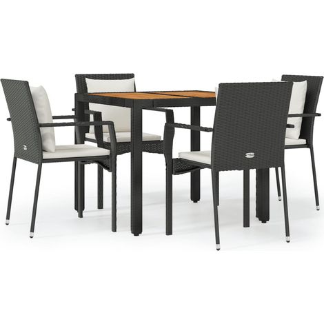 Maison Exclusive - Set da Pranzo da Giardino 5 pz Nero con Cuscini in Polyrattan