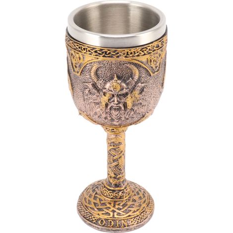 Gobelet nordique viking rétro en résine et acier inoxydable, idéal pour la bière, les cocktails, le whisky et le vin rouge. Parfait pour les cocktails, le whisky et le vin rouge. (1/5)