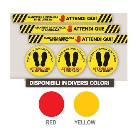 ADESIVI SEGNALETICA DA PAVIMENTO PER DISTANZA DI SICUREZZA Misura: Tondo Red Diam. 30 cm