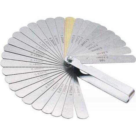 Jauge d'Épaisseur, 32 Lames Jeu Cale Soupape En Acier Inoxydable, Marquage Métrique/impérial, Pour Mesurer L'écart Largeur, Pour la moteur/bougie/soupapes. (1/5)