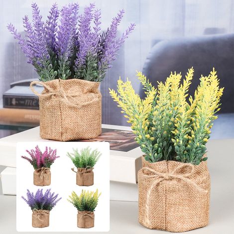 Plante Artificielle En Pot - Blanc - 14 x 8 x 17 cm - Pour Décoration Intérieure Bureau Jardin Table Événement - 1 Pièce (1/5)