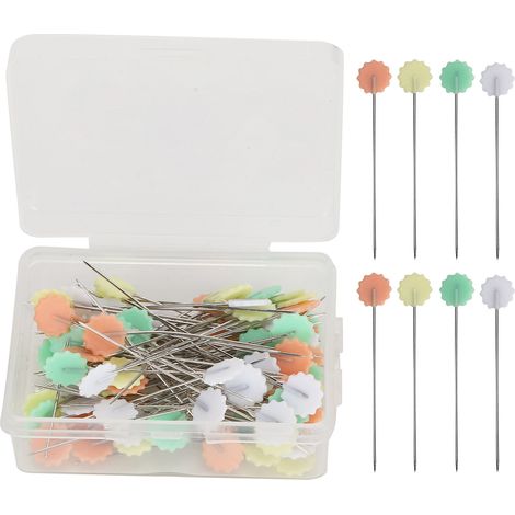 100Pcs Sewing Pins Stitching Fixing Color Needle Household DIY HandMade Jewelry Components(Light Plum Flower ) (1/5)