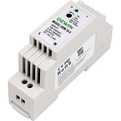 Alimentation sur rail DIN 5V 2.4 A 12W Transformateur sur rail DIN avec entrée 100-240V CA pour l'automatisation industrielle (1/5)