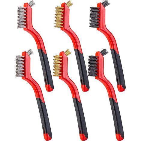 Ensemble de 6 brosses métalliques robustes en nylon avec poignée incurvée - 18 cm (1/3)