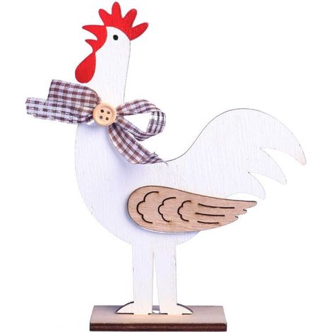 Figura decorativa de gallo de madera de 16,5 cm. (1/4)