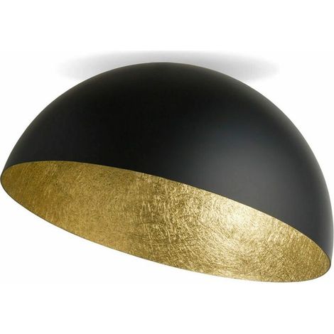 Plafonnier D500 Pour Ampoule LED E27 Noir Mat et Doré Zambelis (1/2)