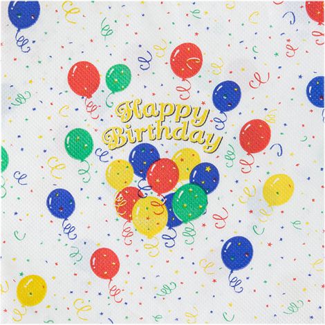 Serviettes (lot de 60) │ Motif anniversaire « Joyeux anniversaire » │ Serviettes en papier 33x33cm │ Accessoires de fête en tissu (lot de 60 serviettes « Joyeux anniversaire ») (1/5)
