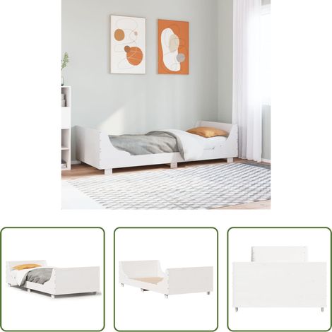vidaXL Lit blanc -  Cadre de lit sans matelas blanc 100x200 cm bois de pin massif (1/5)