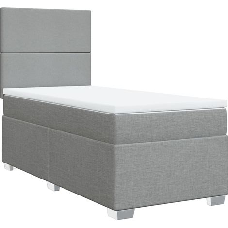Maison Exclusive - Cama box spring con colchón tela gris claro 10