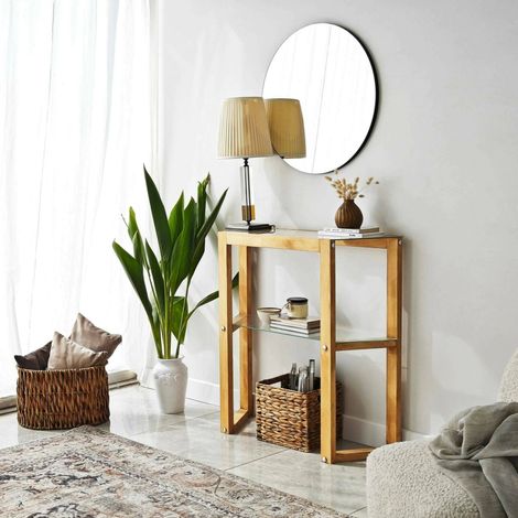 Dmora - Consola Dlobotk, Mesa multiusos, Gabinete de soporte, Escritorio de pasillo, 85x31h85 cm, Roble (1/5)