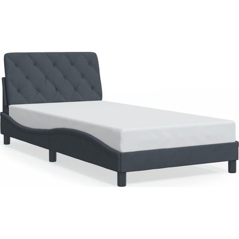 Lit simple,Lit adulte,Cadre de lit sans matelas gris foncé 100x200 cm velours CFW7914297 (1/5)