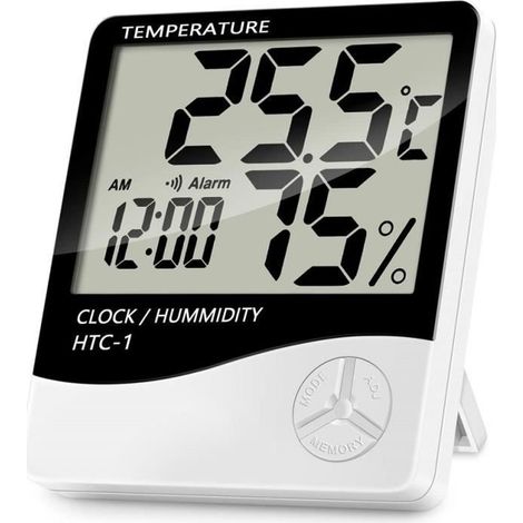 Thermomètre et hygromètre d'intérieur - Thermomètre numérique mural simple avec grand écran LCD (1/3)