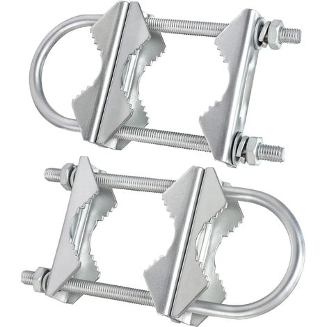 Mast Clamp - V Jaw Bracket with U Bolts - Heavy Duty Pipe to Pipe Antenna Mounting Kit for Outdoor Use - 2 Sets (1/5)