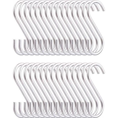 SHINING HOUSE Crochets en S pour suspendre 30 paquets, crochet en acier inoxydable robuste, pour la cuisine, extérieur, jardin, crochet, pour accrocher casserole ustensiles de cuisine tasse serviette