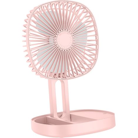 Ventilateur Mini Portable Mural Bureau Pliable Électrique Rechargeable USB Circulateur d'Air Petit Sur Table Rose (1/5)